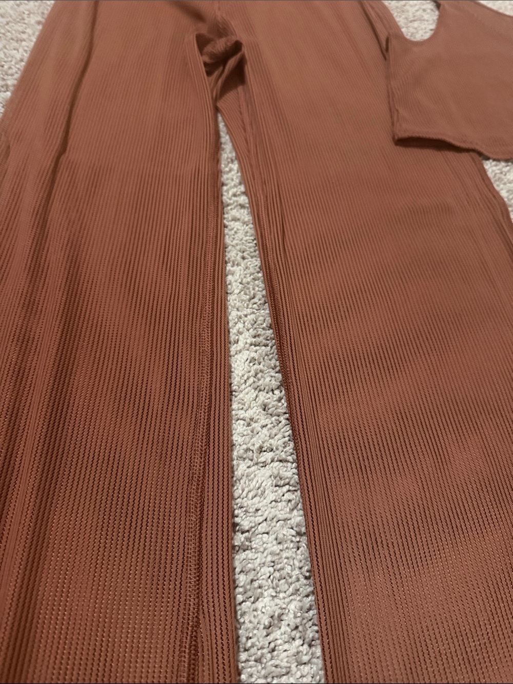 ALO Yoga Striped Mesh Tropical Nights Tank & Flare Pant in chestnut - Picture 5 of 10
